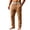 Coffee, variant on Men Leisure Chinos Solid Color Loose Fit Drawstring Elastic Waist Pants for Outdoor Activities All Seasons