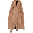 thumbnail image 3 of IBTOM CASTLE Muslim Chiffon Abaya for Women Open Front Cardigan Modest Dress with Hijab Scarf Middle East Arabian Robe Islamic Long Dress L Khaki, 3 of 8