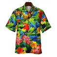 thumbnail image 4 of Camisetas hawaianas con estampado de loros en la playa para hombre, ropa de moda, camisetas de vacaciones de manga corta con estampado 3D de animales de cocoteros hawaianos, 4 of 4