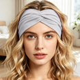 thumbnail image 4 of Ljudmp Women's Men's Extra Wide Headbands Soft Turban Twist Headband Stretchy Non Slip Workout Yoga Hair Band White, 4 of 5