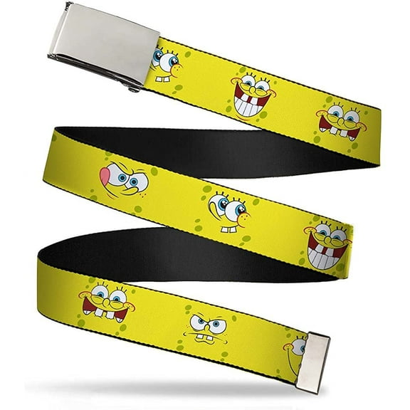 Adjustable Belt, Clamp Buckle, Cut-to-Fit, SpongeBob Expressions Yellow