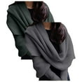 thumbnail image 2 of Duoif Scarf Shawl Wraps for Women Wrap Sweater Knitted Cable Wrap Cropped Sweater Womens Wrap Sweater Scarf with Sleeves Womens Solid Color Shawl E, 2 of 5