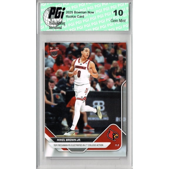 Mikel Brown Jr. 2025 Bowman University Now #5 1st College Rookie Card PGI 10