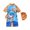 Orange, variant on Grblisyd Boys Swimsuit One Piece Cute Cartoon Print Rash Guard Suits Short Sleeve Swimwear Kids Dinosaur Bathing Suit with Hat