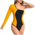 thumbnail image 2 of Feimerou Long Sleeve Swimsuit for Women One Shoulder Color Block Tummy Control Bathing Suits Sexy Cheeky Cute Monokini Swimwear, 2 of 4