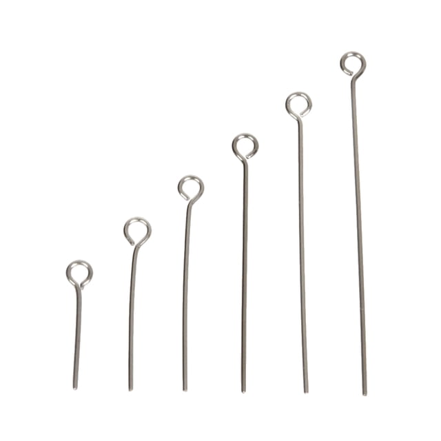 1200pcs DIY Fabricación de joyas Accesorio de aguja Acero inoxidable Nueve palabras Aguja Robusta Pernos de ojo abierto para uso artesanal Plata
