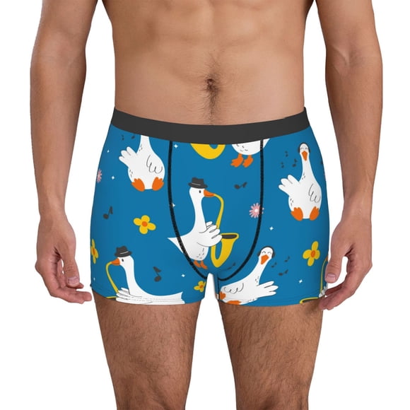 Cauagu Cartoon Goose Print Boxer Briefs for Men,Comfortable Breathable Men's Underwear Moisture Wicking Underpants-Large