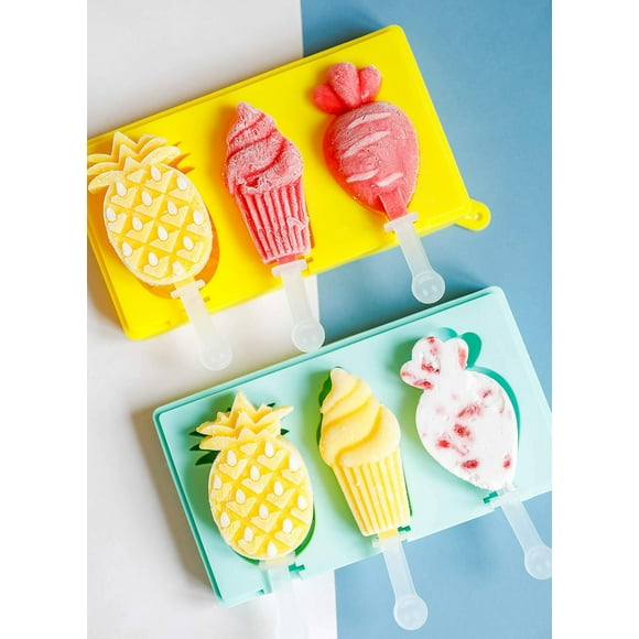 Silicone Fruit Popsicles Molds, Reusable Non-Stick Easy to Clean Dishwasher Safe Ice Cream Tray For Kids And Adults, Perfect Space Saver With DIY Experience (2 Packs)
