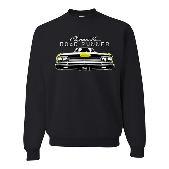 1969 Plymouth Road Runner Hot Rod Racing | Mens Cars and Trucks Crewneck Graphic Sweatshirt, Black, Small