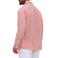 thumbnail image 3 of INSPIRE CHIC Men's Casual Long Sleeve Seersucker Striped Shirt with Chest Pocket M Red, 3 of 5