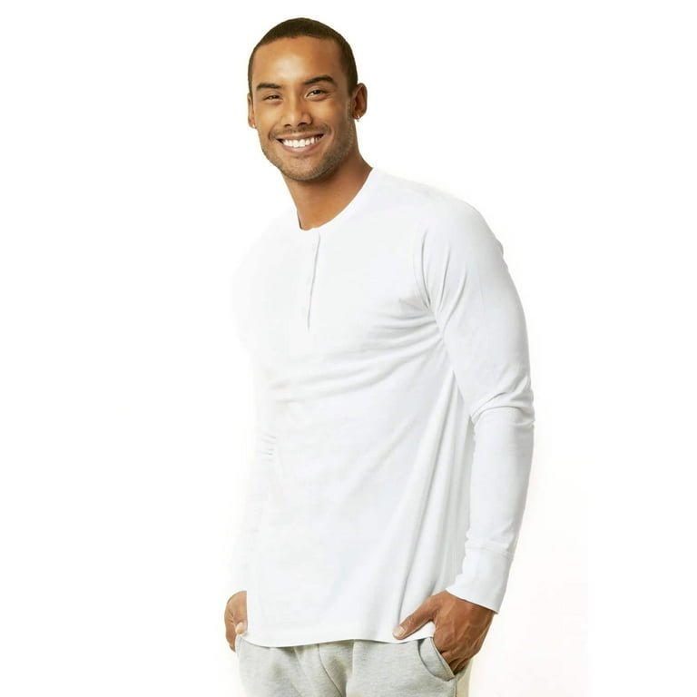 Men's Cotton Crew Neck Long Sleeve Henley Shirt/T Shirts