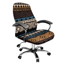 ZIATUBLES Computer Office Chair Cover Soft Washable Home Desk Rotating Chair Covers Universal Stretchable Chair Protector Cover for High Back Chair Seat Backrest, S, Tribal Patchwork Pattern