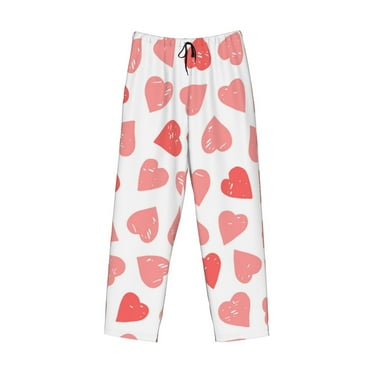 Kdxio Pink Hearts1 Print Men's Sleep Pajama Pant Lounge Pants with Pockets