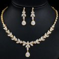 thumbnail image 5 of Luxury Leaf Cubic Zirconia Silver Plated Wedding Necklace Jewelry Set, 5 of 9