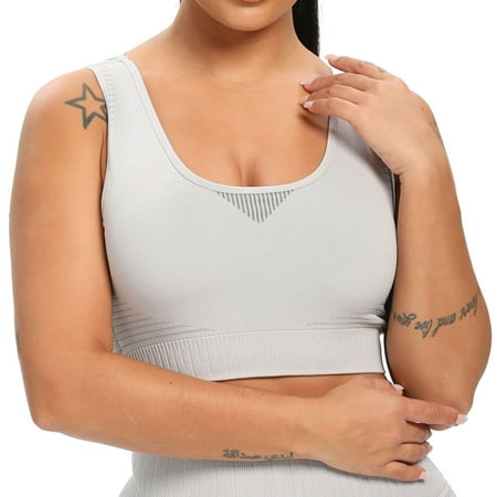

Women Workout Vest Crop Top Solid Color Premium Material Bra for Girlfiend Wife Women Girl S Light Gray
