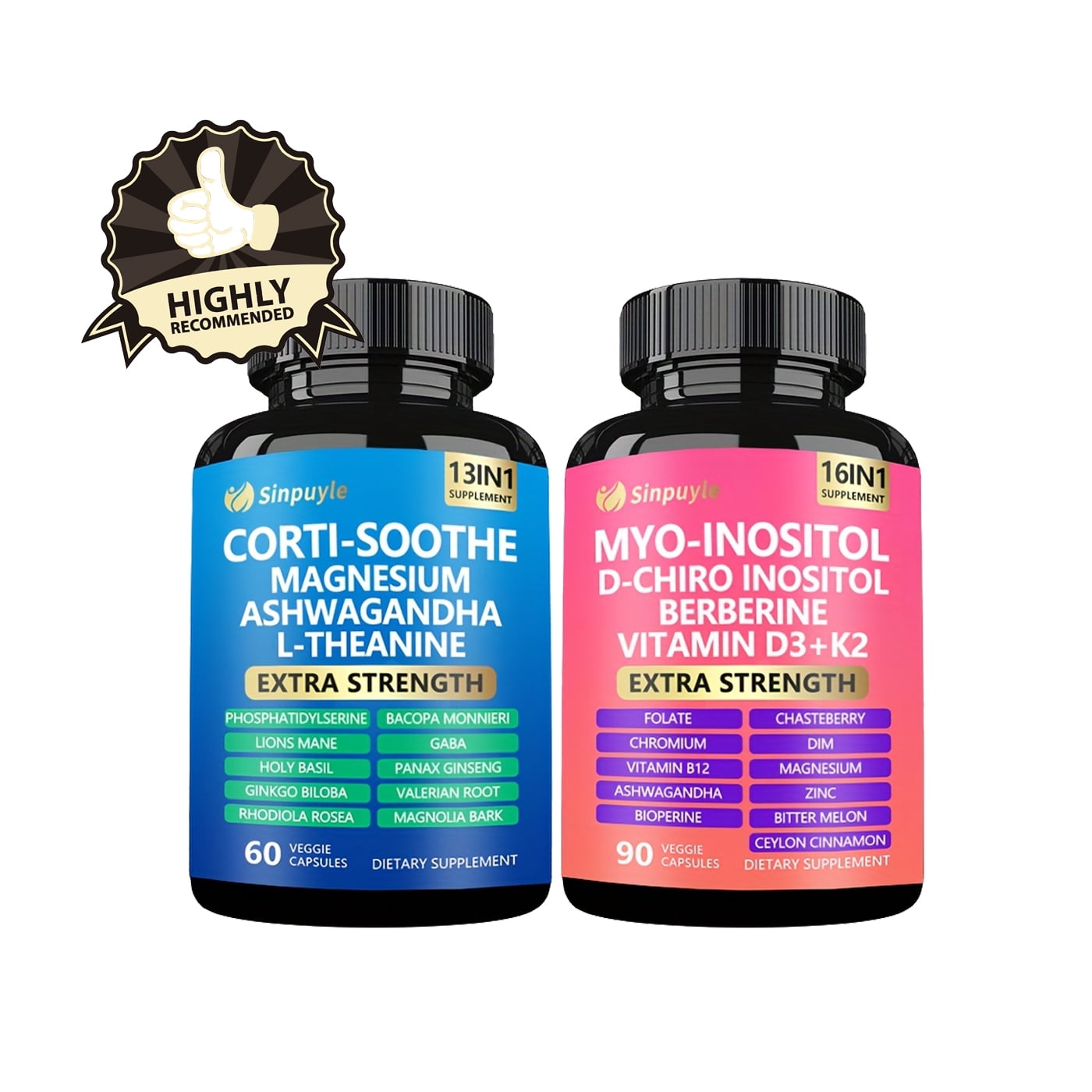 Sinpuyle Myo-Inositol and D-Chiro Inositol Cortisol Support Hormone Balance and Stress Relief Supplement