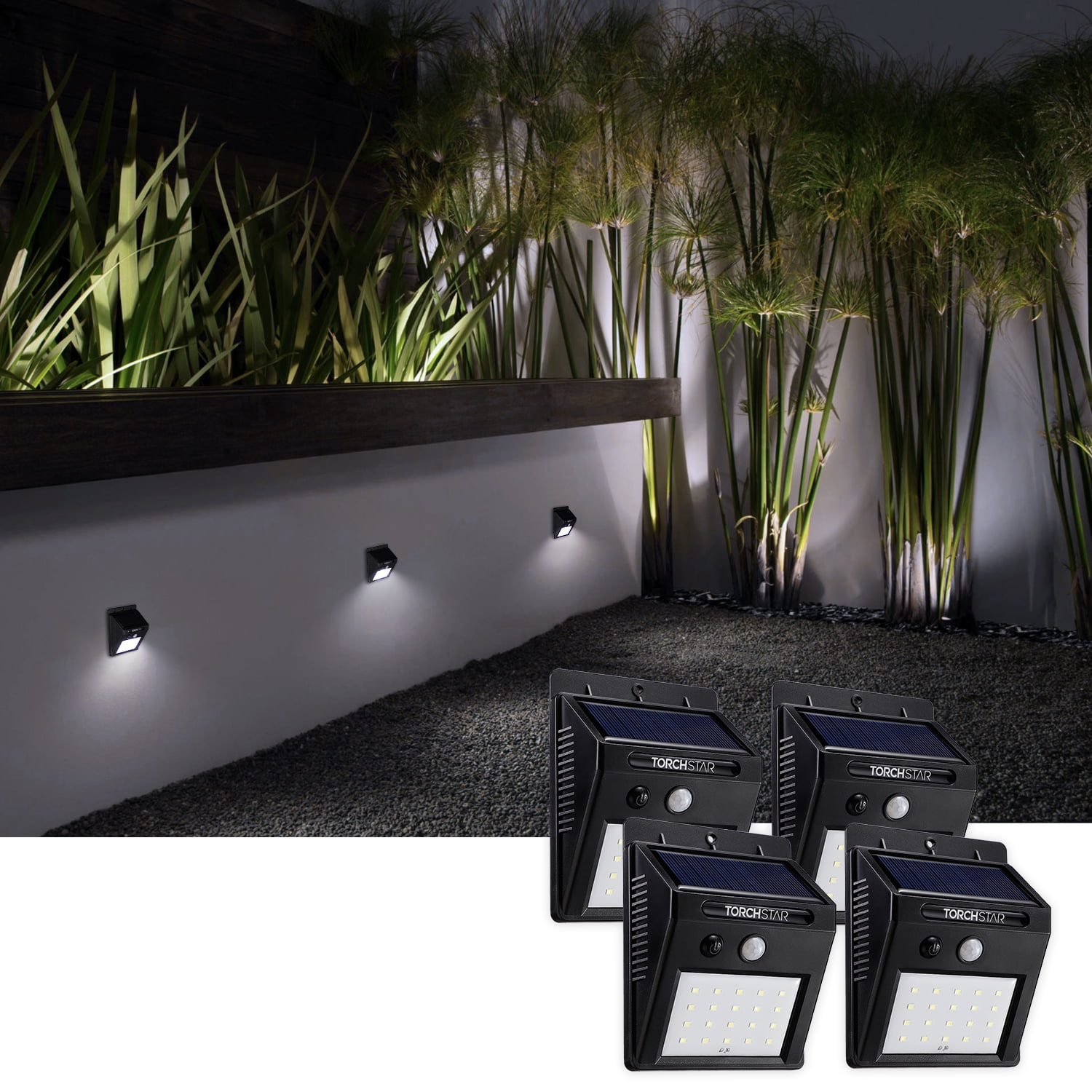 4 Pack 2-LED Solar Power Garden Lights Outdoor Fence Wall Mount Lamp Light  BE 