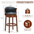 thumbnail image 2 of Aulife set of 2 Bar Stools Genuine Leather Counter Height barstool Wooden Swivel kitchen Stool with Footrest for Kitchen Dining Room Navy, 2 of 13