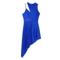 thumbnail image 5 of Jizyo Women's Lyrical Dance Costume Asymmetrical Skirted Leotard Modern Contemporary Dance Dress Royal Blue L, 5 of 7