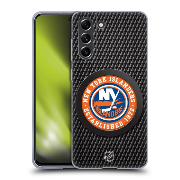 Head Case Designs Officially Licensed NHL New York Islanders Puck Texture Soft Gel Case Compatible with Samsung Galaxy S21 FE 5G