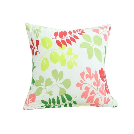 Flower Print Zipper - Family Polyester Flower Print Zippered Pillowcase Cushion Cover 18 x 18 Inches