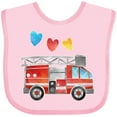 thumbnail image 3 of Inktastic Valentine's Day Fire Truck with Hearts Boys or Girls Baby Bib, 3 of 4