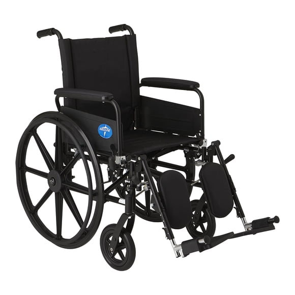 Silla de ruedas ultraligera Medline Premium con brazos abatibles de longitud completa y reposapiernas elevables para mayor comodidad, asiento de 18", n.°, 1 unidad