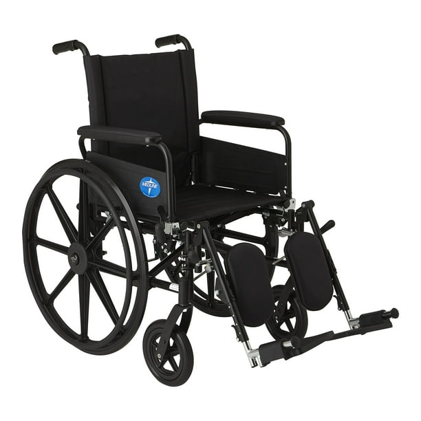 Silla de ruedas ultraligera Medline Premium con brazos abatibles de longitud completa y reposapiernas elevables para mayor comodidad, asiento de 18", n.°, 1 unidad