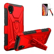 Phone Case for Alcatel TCL A3 / TCL-A3 Screen Protector / A509DL Case / Build-in Kickstand Case (Kickstand Red  Tempered Glass)