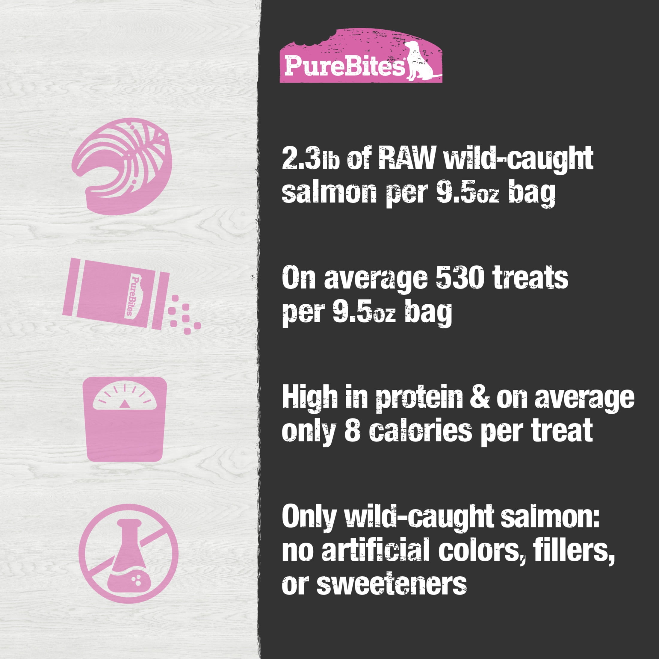 PureBites Salmon Freeze Dried Dog Treats, 1 Ingredient, 9.5oz