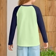 thumbnail image 3 of Resicozy Long Sleeve Shirts for Girls Fall Spring Color Block Crewneck Fashion Blouses Casual Winter Clothing Light Green 8-9 Years, 3 of 5