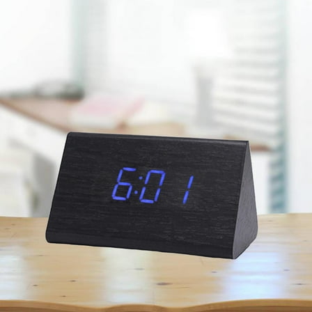 Voice-controlled Wooden Clock Large Digital Display Thermometer