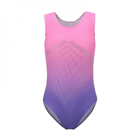 

Promotion Clearance Sleeveless Gymnastics suit diamond highlights dance practice clothes dance clothes gradient color body suit Pink