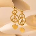 thumbnail image 4 of K-KED Long Gold Hoop Heart Drop Dangle Earrings in Gold Plated Light Weight Stud New, 4 of 8