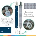 thumbnail image 2 of Nuby 2pk Cloth Pacifinder Clip, Gray Plaid & Blue Stars, 2 of 8