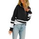 thumbnail image 4 of VISgogo Mujer Otoño Invierno Jersey de Punto Manga Larga Solapa Cremallera Patchwork Sudadera VISgogo moda, 4 of 9