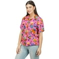 thumbnail image 2 of Stylore Womens Hawaiian Shirt Short Sleeve Blouse Funky Candy Pink S, 2 of 7