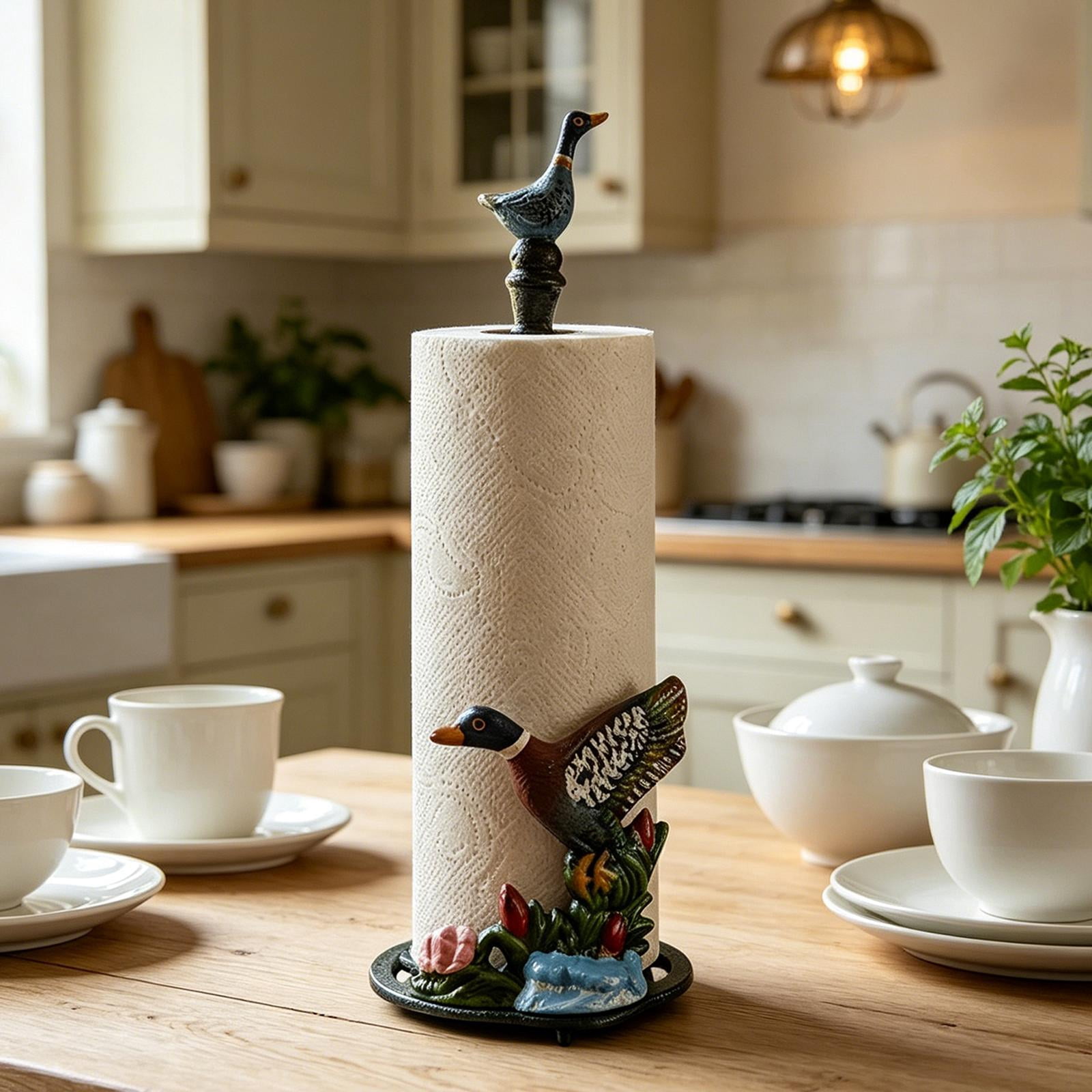 Fiocias Duck Paper Towel Holder Stand Bathroom Kitchen Use Premium Paper Roll Holder
