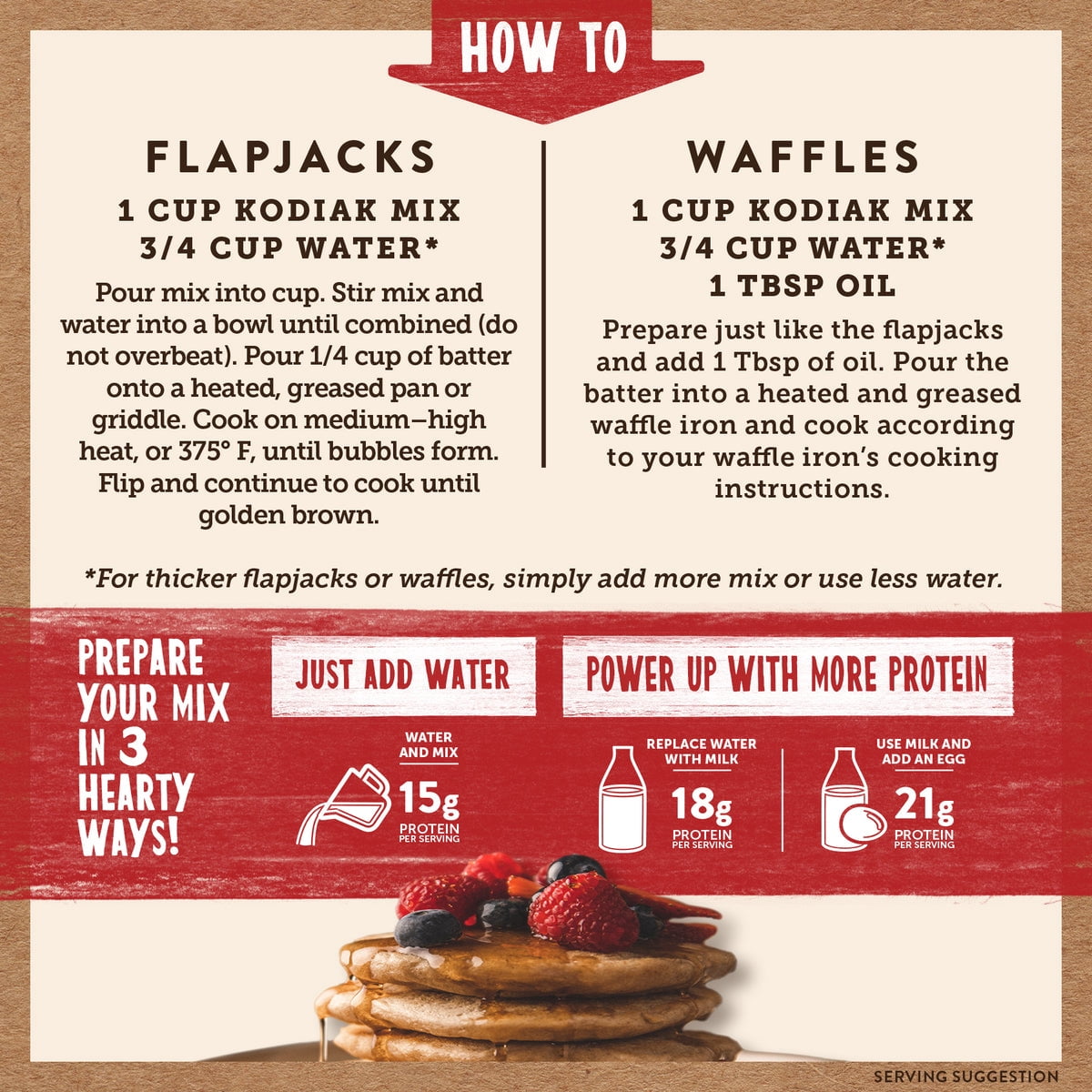 Kodiak Cakes Baker Mills Power Cakes Flapjack and Waffle Mix Wholegrain Buttermilk 20 oz Pack of 3