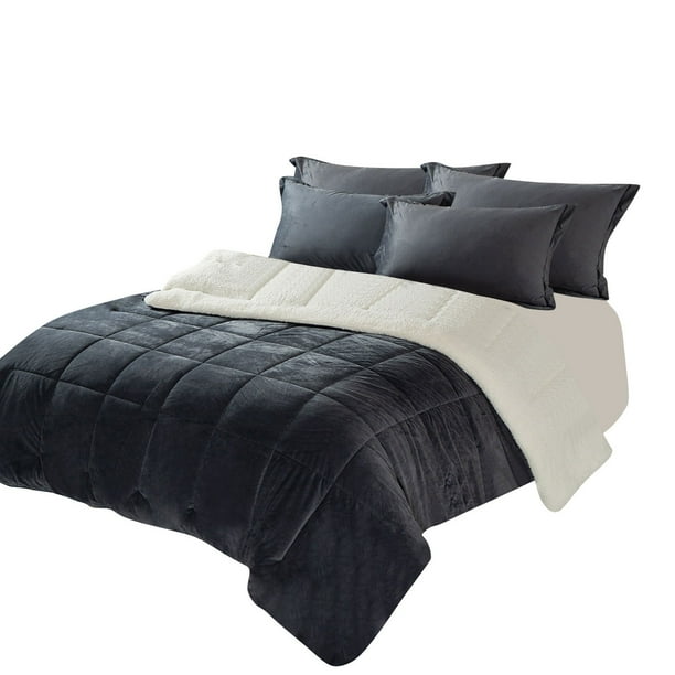 Meigar 3 Piece Velvet Sherpa Comforter Set Luxury Reversible Micro Mink Sherpa Comforter Box Stitch Design Queen King Size Camel Color Walmart Com Walmart Com