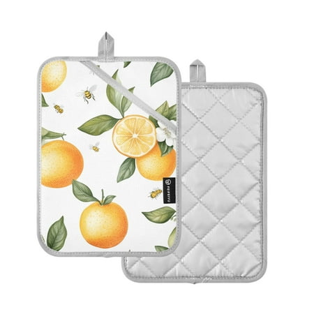 

Yayeee Pot Holders for Kitchen Heat Resistant with Pocket 7 x9.8 Quilted Oven Pads White Watercolor Oranges