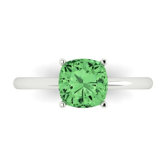 Solitaire Engagement Ring for Women - 2ct Simulated Green Diamond in 14K White Gold Promise Ring