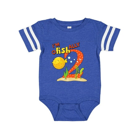 

Inktastic I m O-Fish-Ally Two- cute puffer fish second birthday Gift Baby Boy or Baby Girl Bodysuit