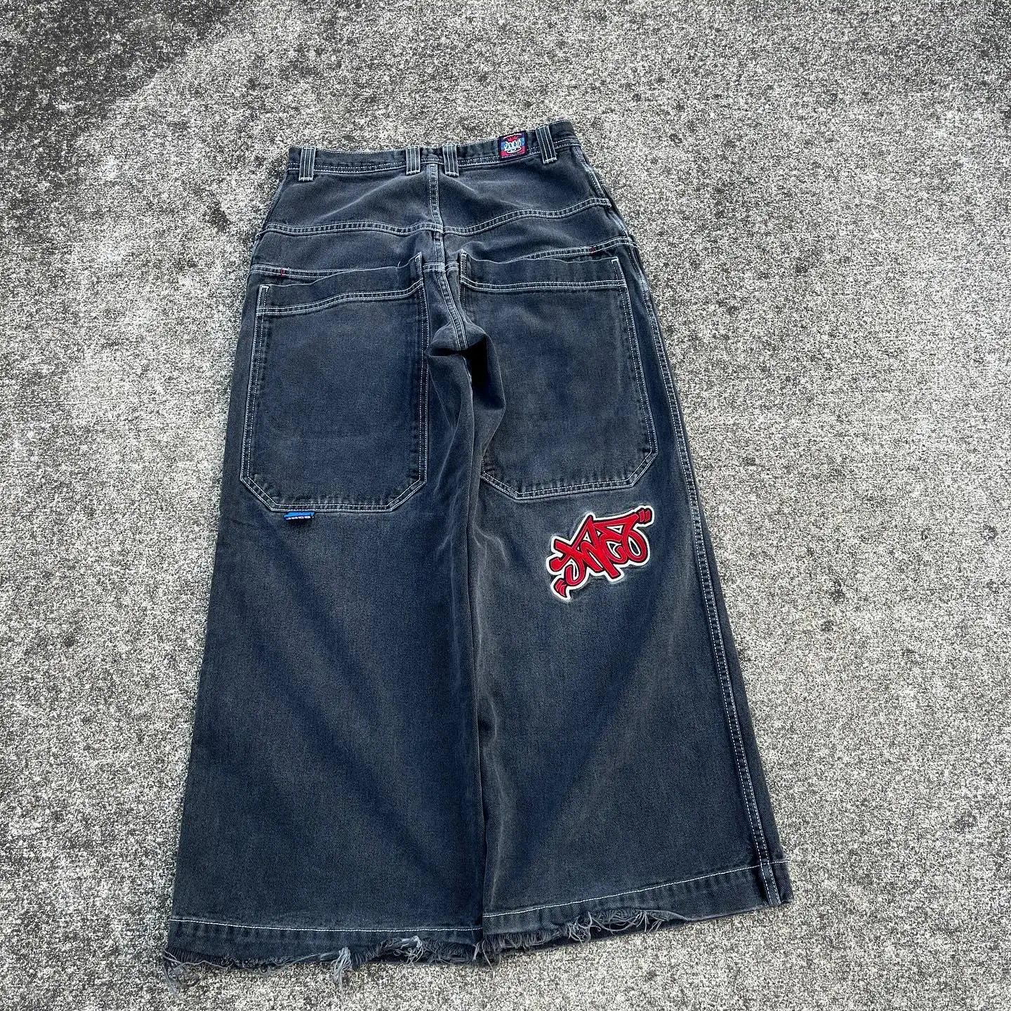 JNCO Chain Embroidery Y2K Vintage Men Jeans Fashion Washed Casual