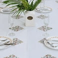thumbnail image 4 of Sage Green Salmon pink on white Flower Design Hand Block Printed Tablecloth, 4 of 5