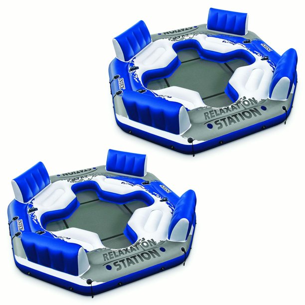 Intex Pacific Paradise 4Person Relaxation Station Lounge Lake Raft (2
