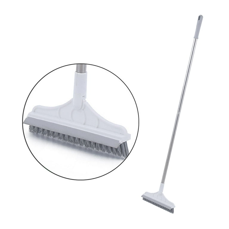 2 in 1 Floor Scrub Brush with Window Squeegee 120 Degrees Rotatable Long Handle Corner Gap Cleaning Brush for Cleaning Kitchen Bathroom Bathtub Tile