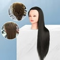 thumbnail image 6 of yotijay Hair Training Head Manikin Doll Head Synthetic Fiber Hair Mannequin Manikin Head Black with Makeup, 6 of 9