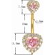 thumbnail image 2 of Belly Rings 316L Surgical SS PVD Plated Multicolor Heart CZ Navel Piercing Shiny Belly Button Rings, 2 of 4