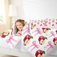 thumbnail image 3 of Erosebridal Cute Pink Bow Queen Comforter Set for Kids Girls, Tropical Apple Bedding Comforter Set, Pink Reversible, 1 Comforter and 2 Pillowcases, 3 of 6